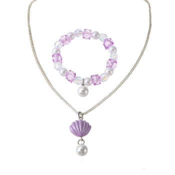 Set detského náhrdelníka a náramku — tenký reťaz, príves z imitácie perly, plast/rezín s elektrolytickým pokovením, motív animovaného hrdinu