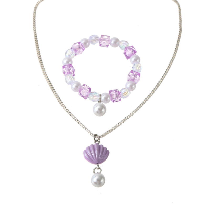 Set detského náhrdelníka a náramku — tenký reťaz, príves z imitácie perly, plast/rezín s elektrolytickým pokovením, motív animovaného hrdinu