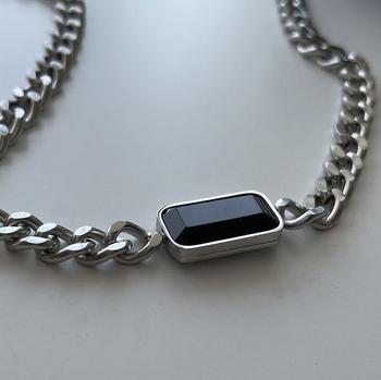 Ogrlica s kapljastim privjeskom, titan čelik, elektroplatirano, O-chain, unisex