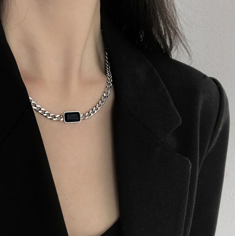 Ogrlica s kapljastim privjeskom, titan čelik, elektroplatirano, O-chain, unisex