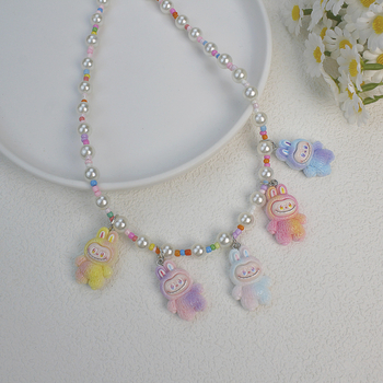 Ogrlica Tinghan Labubu — Ručno izrađena, plast/smola, akrilni privjesak, kuglični lanac