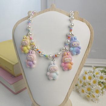 Ogrlica Tinghan Labubu — Ručno izrađena, plast/smola, akrilni privjesak, kuglični lanac