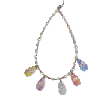 Ogrlica Tinghan Labubu — Ručno izrađena, plast/smola, akrilni privjesak, kuglični lanac