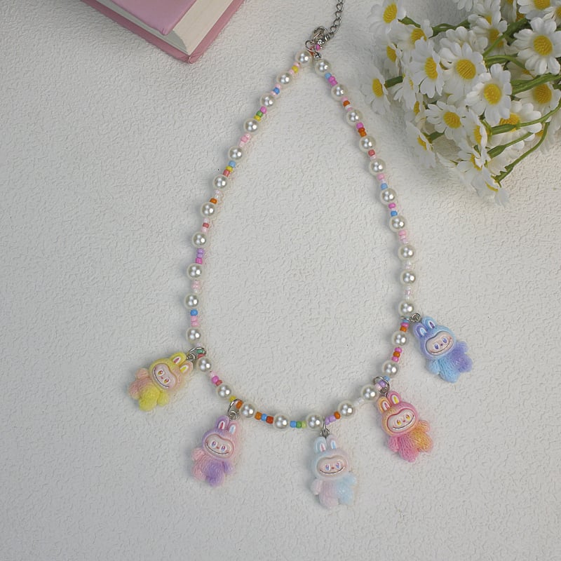 Ogrlica Tinghan Labubu — Ručno izrađena, plast/smola, akrilni privjesak, kuglični lanac