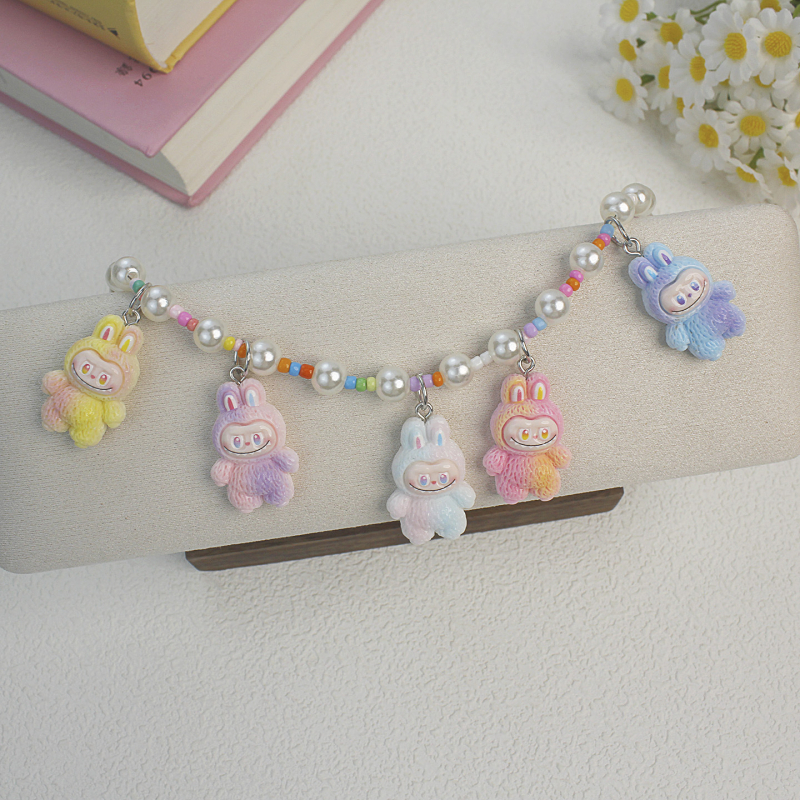 Ogrlica Tinghan Labubu — Ručno izrađena, plast/smola, akrilni privjesak, kuglični lanac