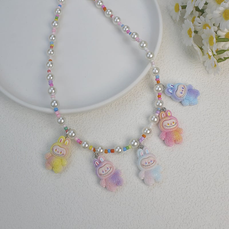 Ogrlica Tinghan Labubu — Ručno izrađena, plast/smola, akrilni privjesak, kuglični lanac