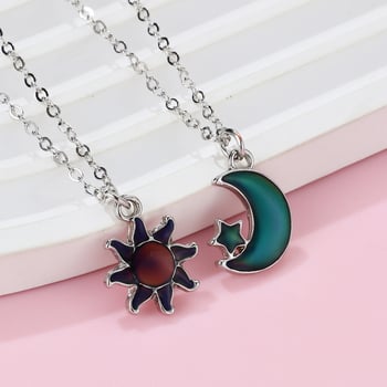 Nyaklánc Nap–Hold–Csillag formájú, ötvözet, olajcsepp-technika, hossz 41–50 cm