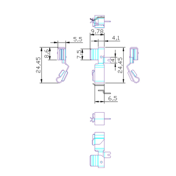 Piecu caurumu kontakts no vara, fosfora vara, presēta vara plāksne