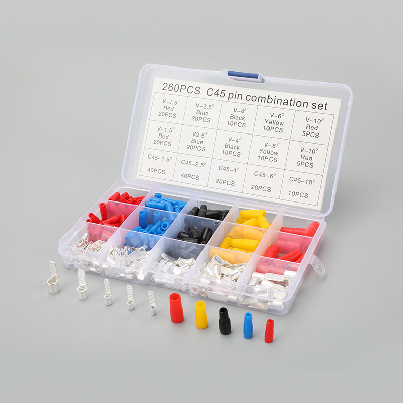 C45 penge terminál blokk – réz vezeték csatlakozó, 260 darabos készlet, FS márka, elektromos alkalmazások