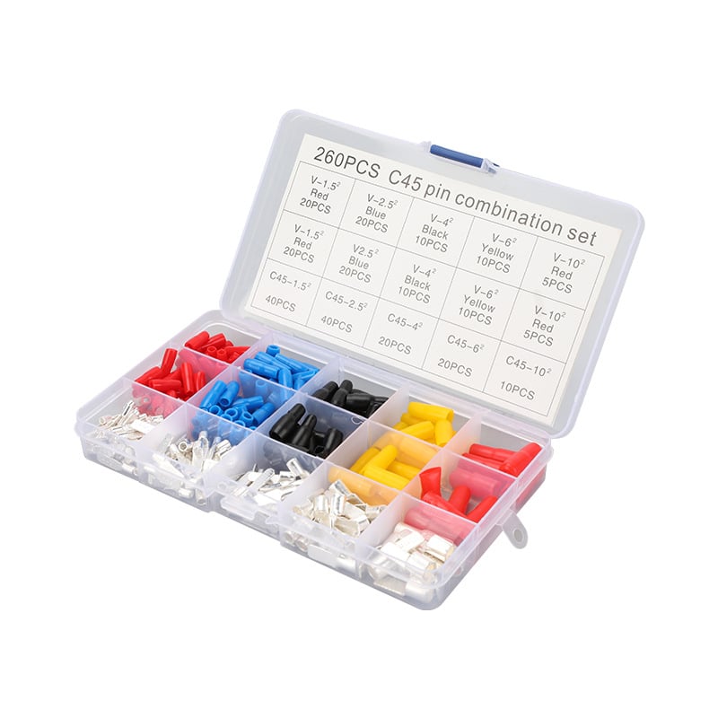 C45 penge terminál blokk – réz vezeték csatlakozó, 260 darabos készlet, FS márka, elektromos alkalmazások