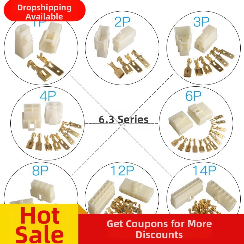 6.3 sērijas auto konektoru komplekts, vīriešu un sieviešu savienotāji ar vadu aizsargapvalku, auto vadu komplektācijai