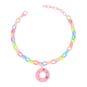 Dječji ogrlicu od smole s privjeskom u obliku krofne, ručna izrada, geometrijski stil, obični lanac, Baozhi Jewelry