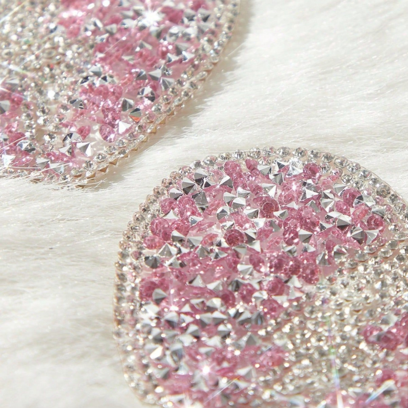 Σιλικονούχα αυτοκόλλητα θηλών, σχήμα πετάλου, υπερ-λεπτά, αόρατα, χωρίς ίχνη, με μεταλλική διακόσμηση