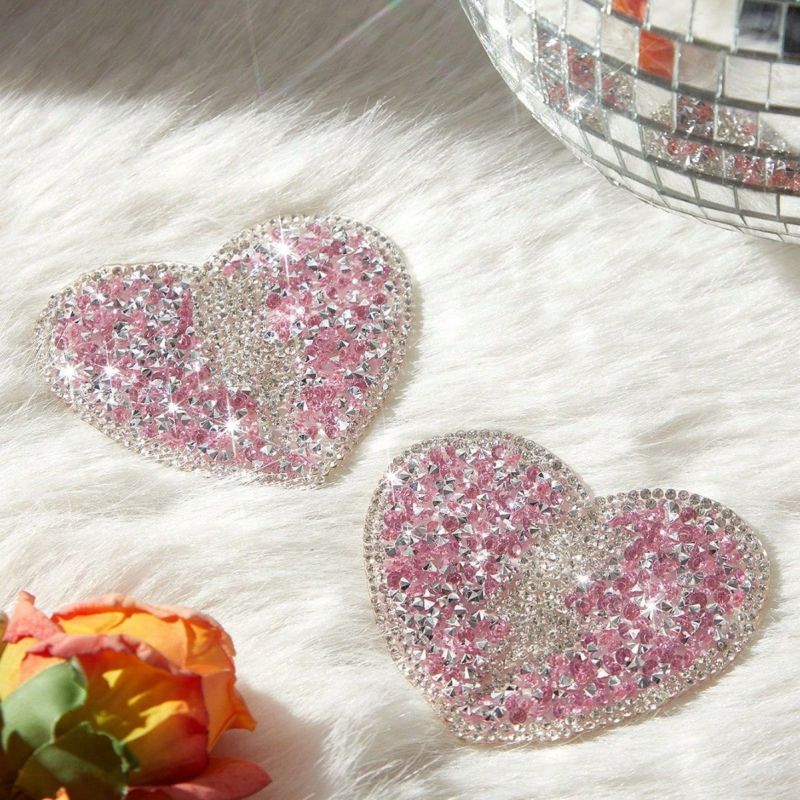 Σιλικονούχα αυτοκόλλητα θηλών, σχήμα πετάλου, υπερ-λεπτά, αόρατα, χωρίς ίχνη, με μεταλλική διακόσμηση