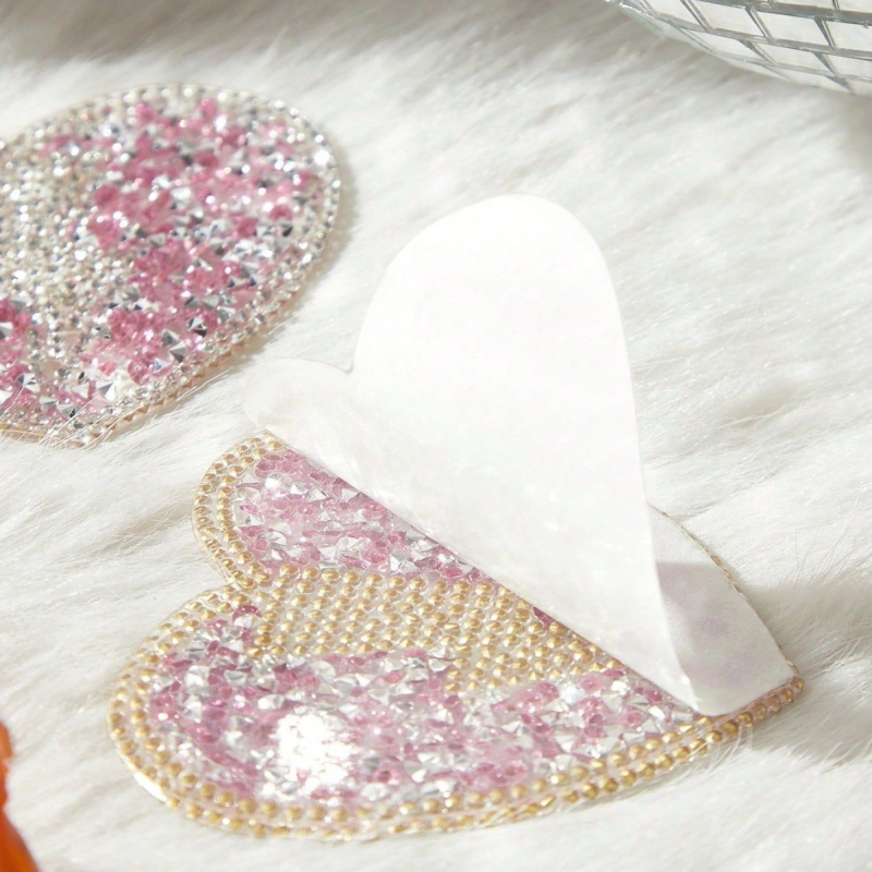 Σιλικονούχα αυτοκόλλητα θηλών, σχήμα πετάλου, υπερ-λεπτά, αόρατα, χωρίς ίχνη, με μεταλλική διακόσμηση