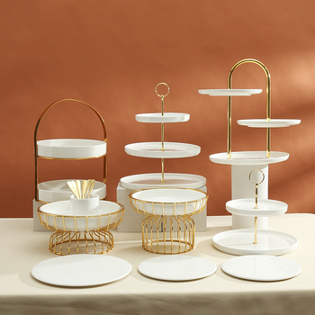 Porcelán desszertállvány az asztalhoz, gyümölcs tál, könnyed luxus stílus, egyszerű stílus, prémium minőség