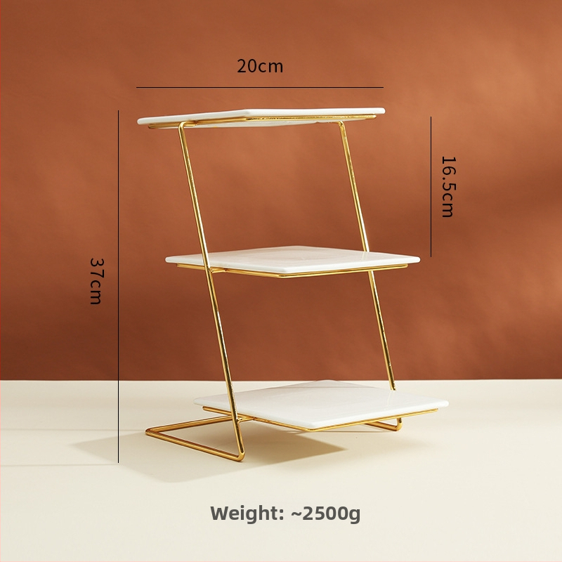 Porcelán desszertállvány az asztalhoz, gyümölcs tál, könnyed luxus stílus, egyszerű stílus, prémium minőség