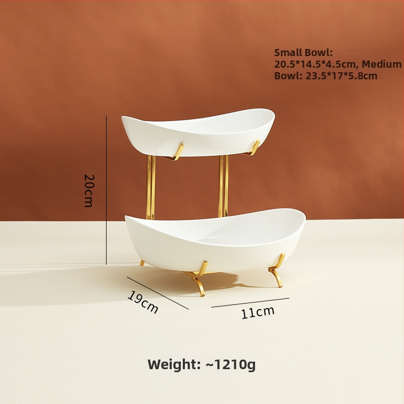 Porcelán desszertállvány az asztalhoz, gyümölcs tál, könnyed luxus stílus, egyszerű stílus, prémium minőség
