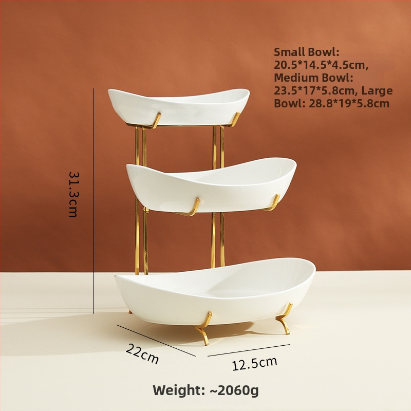 Porcelán desszertállvány az asztalhoz, gyümölcs tál, könnyed luxus stílus, egyszerű stílus, prémium minőség