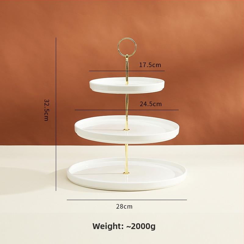 Porcelán desszertállvány az asztalhoz, gyümölcs tál, könnyed luxus stílus, egyszerű stílus, prémium minőség