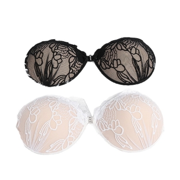 Лепенка за бюст с дантела, удебелена, гел лепило, кръгла форма, събиране и против разпространяване, без презрамки