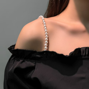 Reguliuojama pečių juosta su imitacinėmis perlomis ir nuimama grandine išoriniams drabužiams (ST250207)