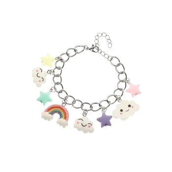 Детска гривна — сплав, ръчна изработка, корейски стил, висулка дъгова облак-звезда, Dinghe Jewelry