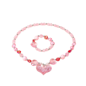 Огърлица за деца, сърцевидна форма, акрилна висулка, верига с мъниста, ръчно изработено, серия Princess