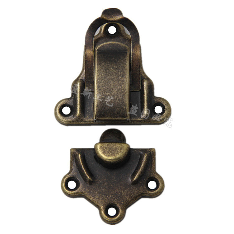 Голяма желязна заключалка за дървени кутии — Polygonum, новокитайски стил, електроплакиране, подходяща за дървени кутии, опаковъчни кутии и кутии за бижута