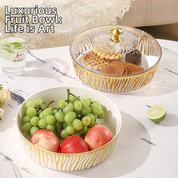 Fedéllel gyümölcstál – műanyag, könnyed luxus textúra, európai stílus, nagy kapacitás száraz gyümölcsre és édességekre