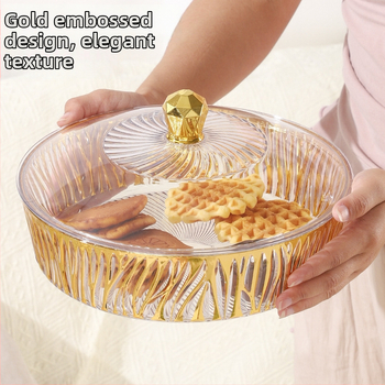 Fedéllel gyümölcstál – műanyag, könnyed luxus textúra, európai stílus, nagy kapacitás száraz gyümölcsre és édességekre