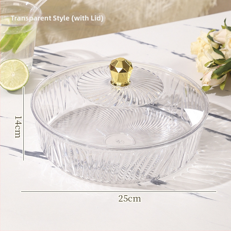 Fedéllel gyümölcstál – műanyag, könnyed luxus textúra, európai stílus, nagy kapacitás száraz gyümölcsre és édességekre