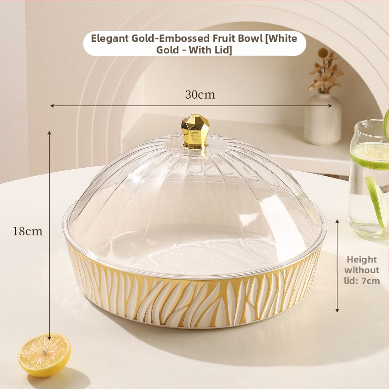 Fedéllel gyümölcstál – műanyag, könnyed luxus textúra, európai stílus, nagy kapacitás száraz gyümölcsre és édességekre