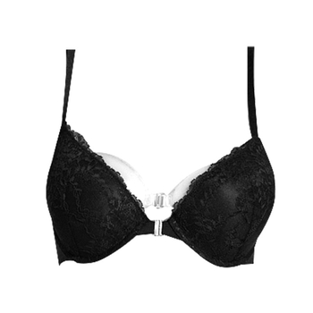 Priekinės užsegamos liemenėlė mažam biustui, push-up efektas, 3/4 kaušelis, formuoti kaušeliai: viršus plonas, apačia stora, fiksuotos petnešėlės