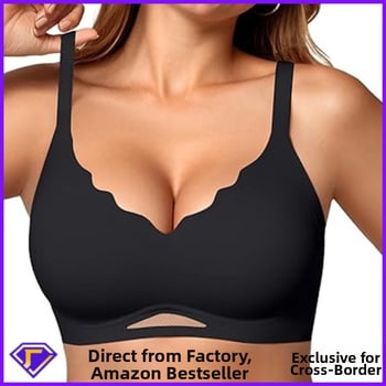Безжичен безшевен сутиен за жени - 3/4 чашка, чашка от пяна, нейлон, задно закопчаване с три реда куки, мека опора, дишащ