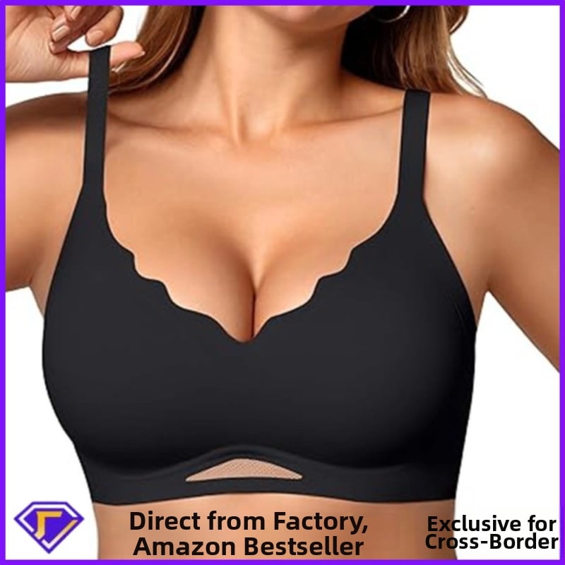Безжичен безшевен сутиен за жени - 3/4 чашка, чашка от пяна, нейлон, задно закопчаване с три реда куки, мека опора, дишащ
