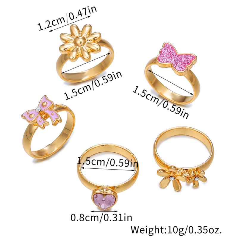 Детски пръстен от сплав, сърцевидна форма, кристали, стил карикатура принцеса, вградени камъни.