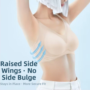 Be siūlių moterų liemenėlė - ultra plona, kvėpuojanti, be vielos, formuojantys kupi (viršus plonas, apačia storesnė), fiksuotos dvigubos petnešos, nugaros dviejų eilių sagtis