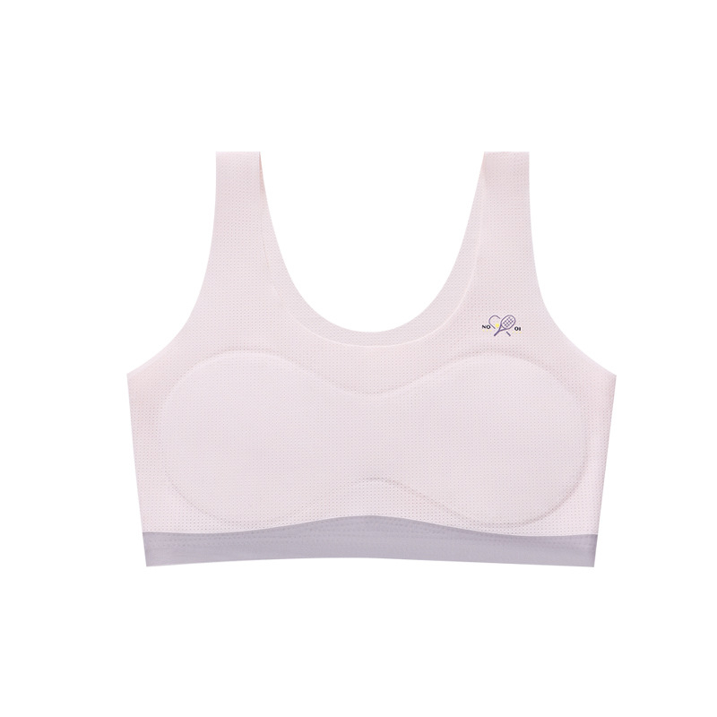 Gornji dio trening gaćica za djevojčice dobi od 9 do 13 godina, najlonska tkanina s podstavom od spandexa, puni košarice s tankim oblikovanim spužvicama, fiksirani dvostruki naramenice, prozračno i upija znoj.