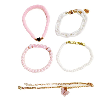 Комплект гривни за деца в етно стил с мънисти от изкуствени перли и мотиви пеперуда и сърце, възраст 10+