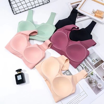 Bezšuvju krūšturis no Ice Silk, bez stieņiem, pilns kauss, plāns veidojošais kauss, vest stils, elpojošs