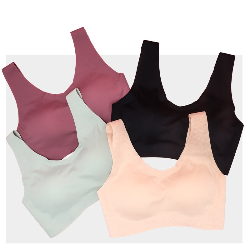 Bezšuvju krūšturis no Ice Silk, bez stieņiem, pilns kauss, plāns veidojošais kauss, vest stils, elpojošs