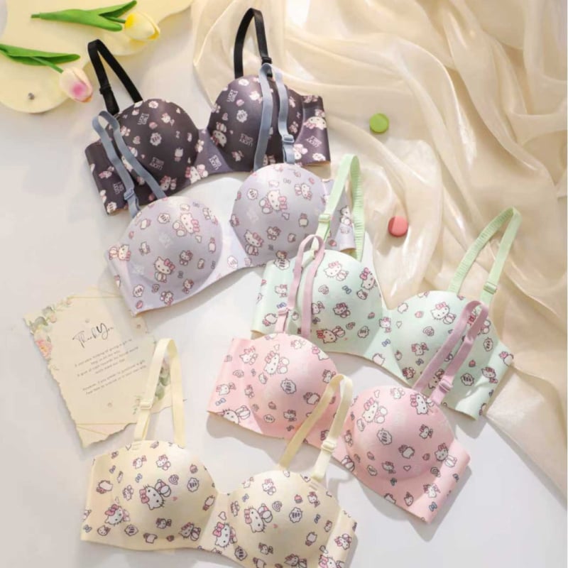 Сутиен безжичен, безшевен, с принт, чашка 3/4, свалящи се двойни презрамки