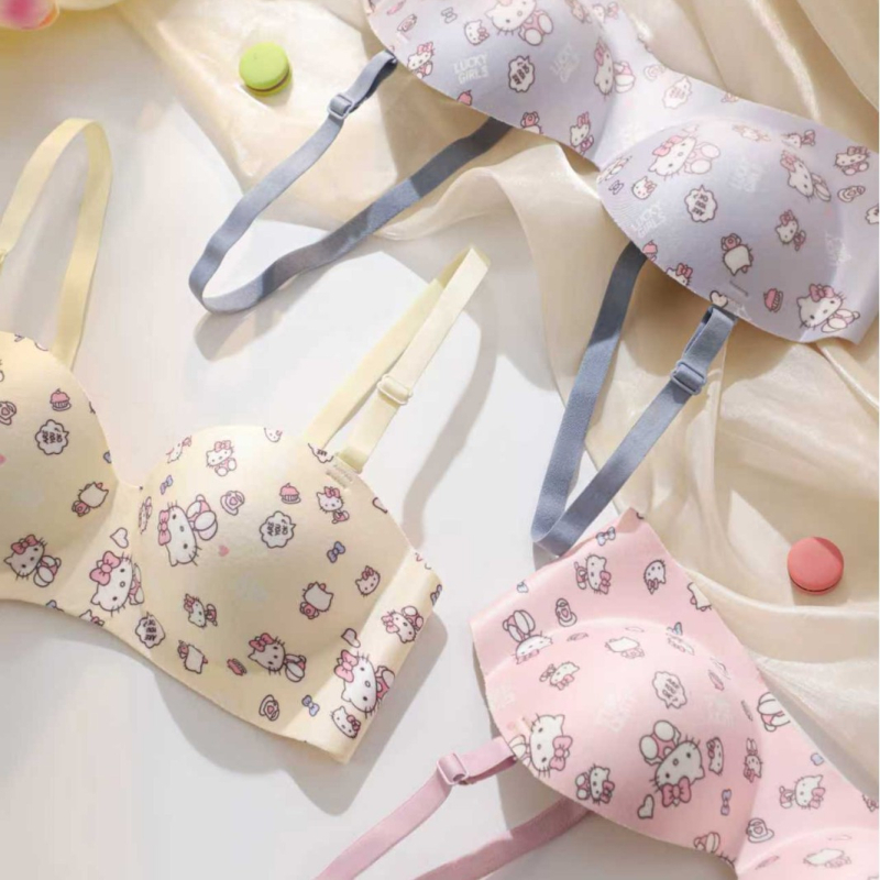 Сутиен безжичен, безшевен, с принт, чашка 3/4, свалящи се двойни презрамки