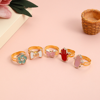 36 бр. комплект детски пръстени със сърцевидна тема, сплав, ръчна изработка, корейски стил, индивидуално опаковани