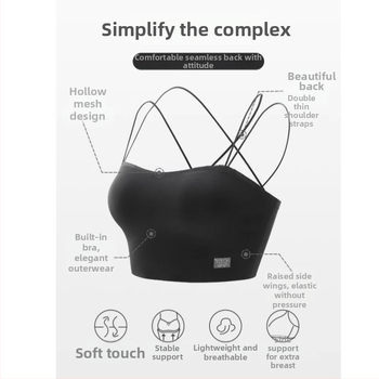 Bez plecu siksnām necaurspīdīgs ar krustu muguru, 3/4 krūšu kausi, plāni veidoti kausi, neilona audums