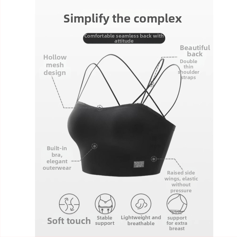 Bez plecu siksnām necaurspīdīgs ar krustu muguru, 3/4 krūšu kausi, plāni veidoti kausi, neilona audums