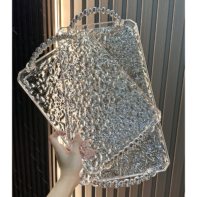 Stačiakampė plastikinė arbatos padėkšlė su vaisių ekspozicija, spausdintas logotipas, elektroplating paviršius, pritaikomas raštas