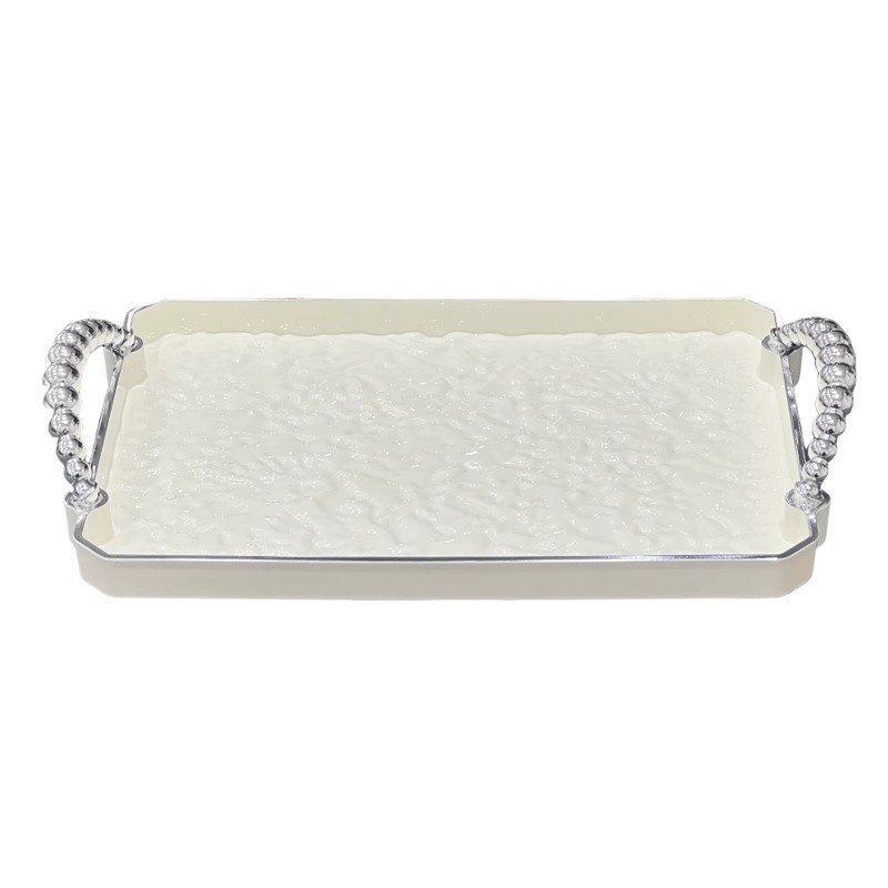 Stačiakampė plastikinė arbatos padėkšlė su vaisių ekspozicija, spausdintas logotipas, elektroplating paviršius, pritaikomas raštas