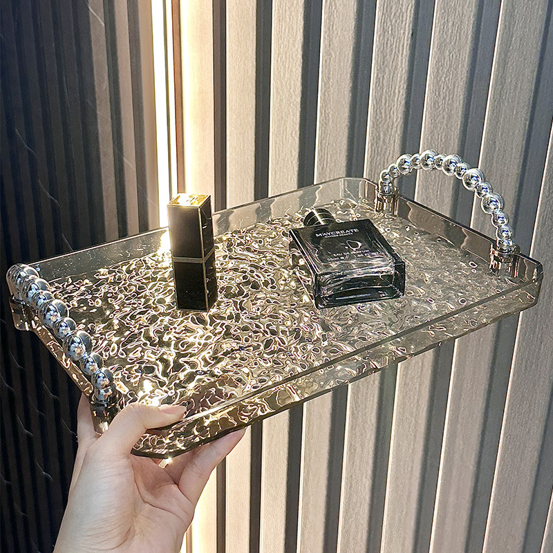 Stačiakampė plastikinė arbatos padėkšlė su vaisių ekspozicija, spausdintas logotipas, elektroplating paviršius, pritaikomas raštas